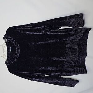 Zara knit drop shoulder Vintage oversized Chenille soft high low blue sweater M